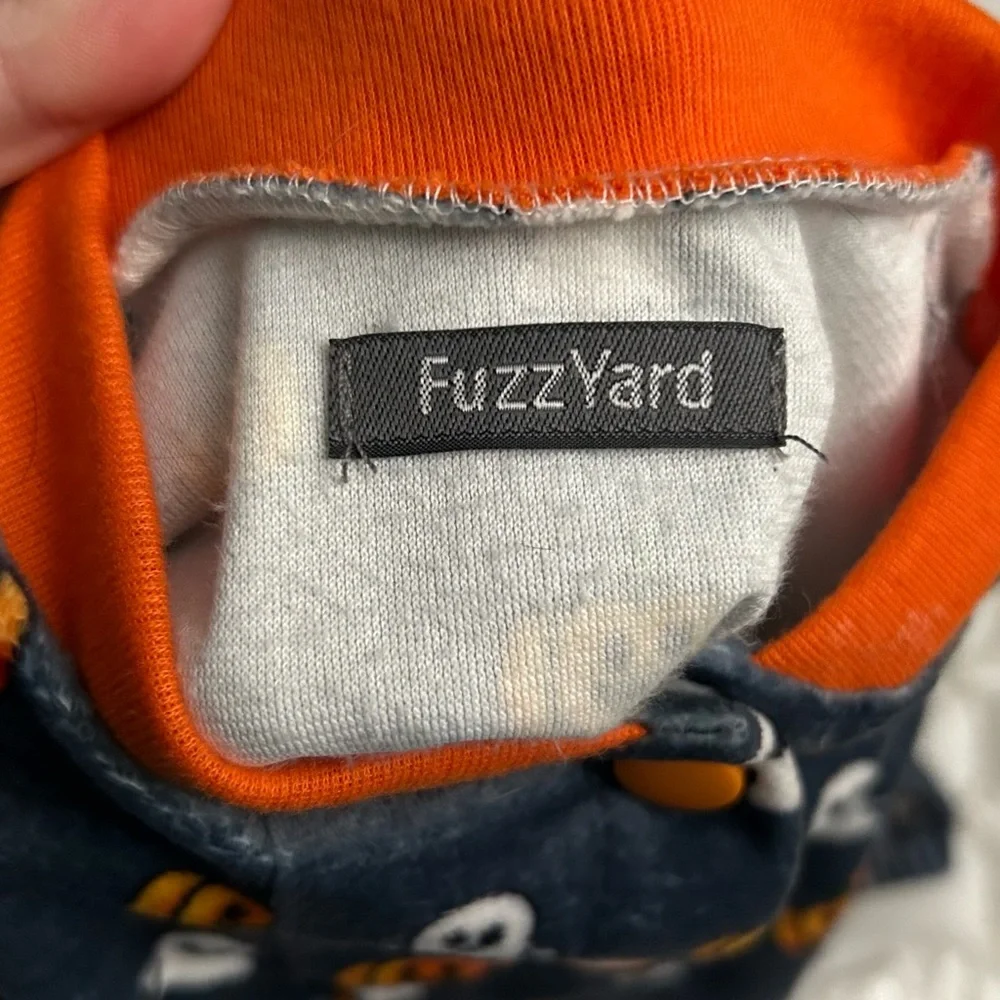 LIKE NEW FuzzYard Halloween Pumpkin & Ghost Gray Plush Dog Pajamas - Size 3